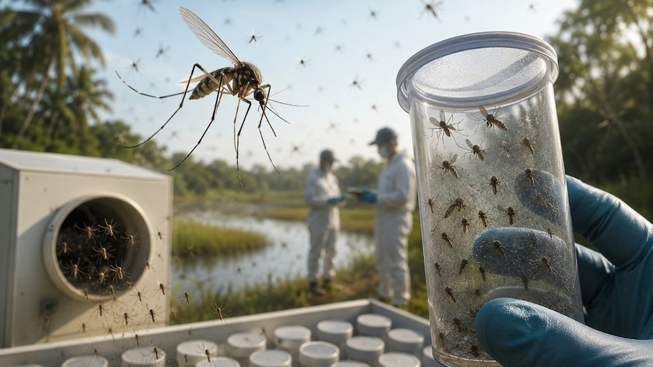 Researchers hope that reducing mosquito numbers will lower the risk of diseases transmitted by the insects. Researchers hope that reducing mosquito numbers will lower the risk of diseases transmitted by the insects.