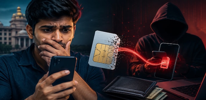In a typical SIM-swap attack, fraudsters transfer a target's mobile number to a SIM card under their control.(AI generated image) In a typical SIM-swap attack, fraudsters transfer a target's mobile number to a SIM card under their control.(AI generated image)