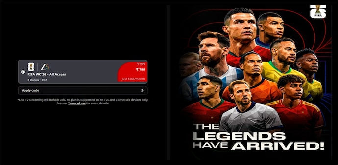 The plans include access to FIFA World Cup 2026 matches along with Zee5's broader content library. The plans include access to FIFA World Cup 2026 matches along with Zee5's broader content library.
