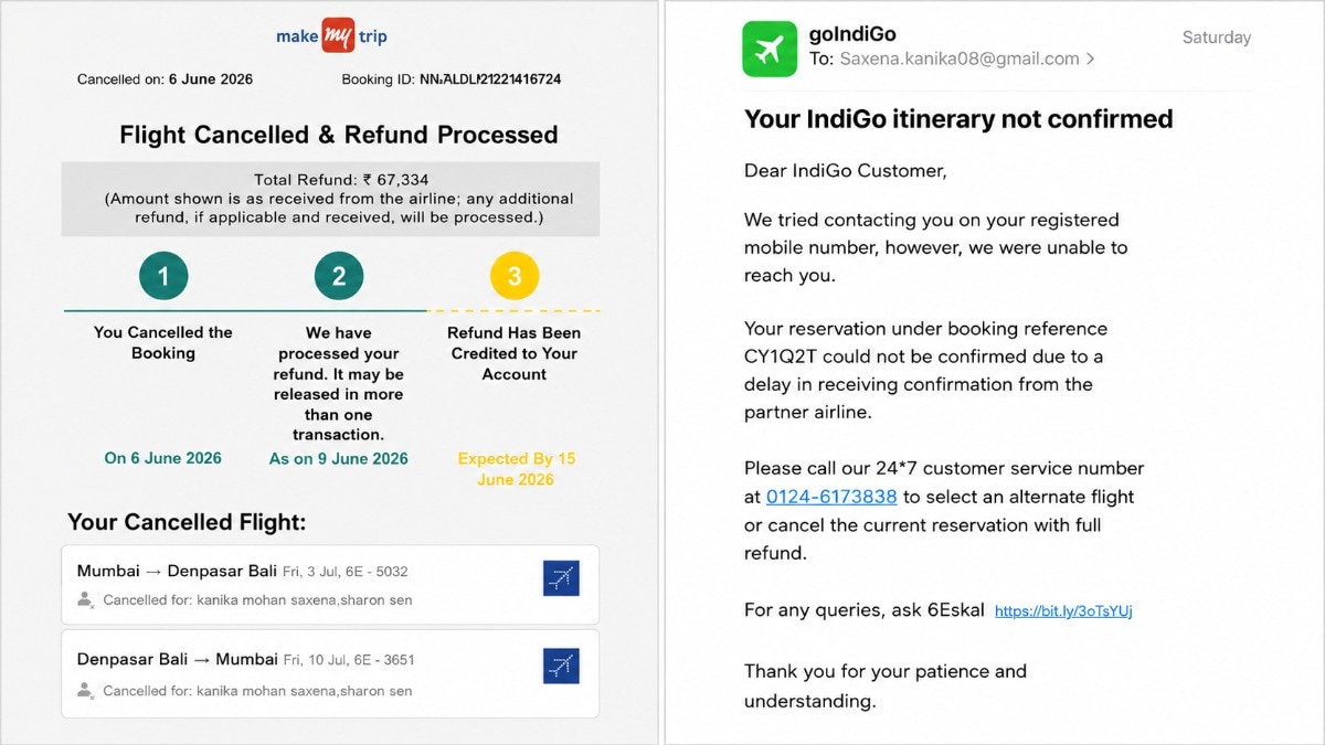 According to Saxena, she had booked return tickets from Mumbai to Bali on IndiGo for travel in July with her nephew, paying around ₹1.03 lakh for the reservation.