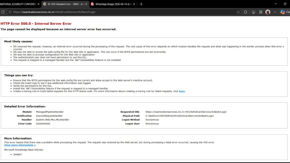Re-NEET 2026: NTA site marred by glitches (Source: X/@brahmabyte) Re-NEET 2026: NTA site marred by glitches (Source: X/@brahmabyte)