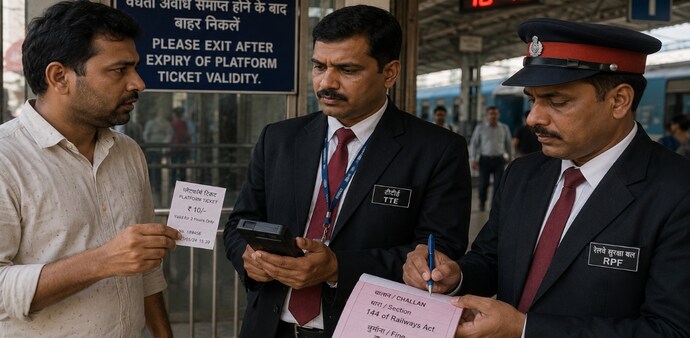 Passenger was fined ₹500 despite having purchased a platform ticket (AI Generated ) Passenger was fined ₹500 despite having purchased a platform ticket (AI Generated )