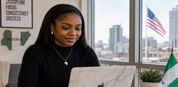 Nigerian woman working in America (AI Generated) Nigerian woman working in America (AI Generated)