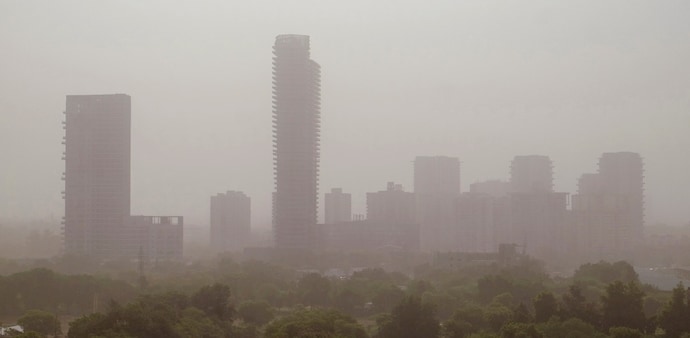 Visibility fell sharply as dust clouds engulfed roads and residential areas Visibility fell sharply as dust clouds engulfed roads and residential areas