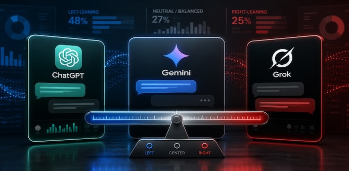 ChatGPT, Gemini or Grok: Which AI chatbot showed the most political bias? (AI generated) ChatGPT, Gemini or Grok: Which AI chatbot showed the most political bias? (AI generated)