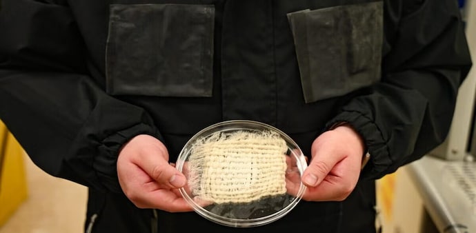 The jacket is made from specially engineered biomass-derived hydrogel fibres that absorb moisture from the air The jacket is made from specially engineered biomass-derived hydrogel fibres that absorb moisture from the air