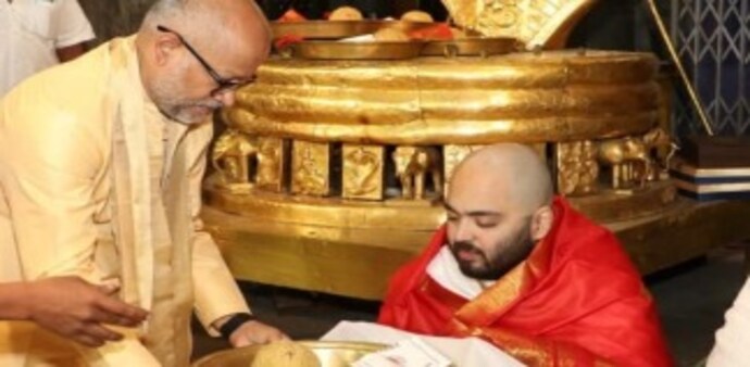 Anant participated in the early morning Suprabhata Seva before having darshan of Lord Venkateswara. Anant participated in the early morning Suprabhata Seva before having darshan of Lord Venkateswara.