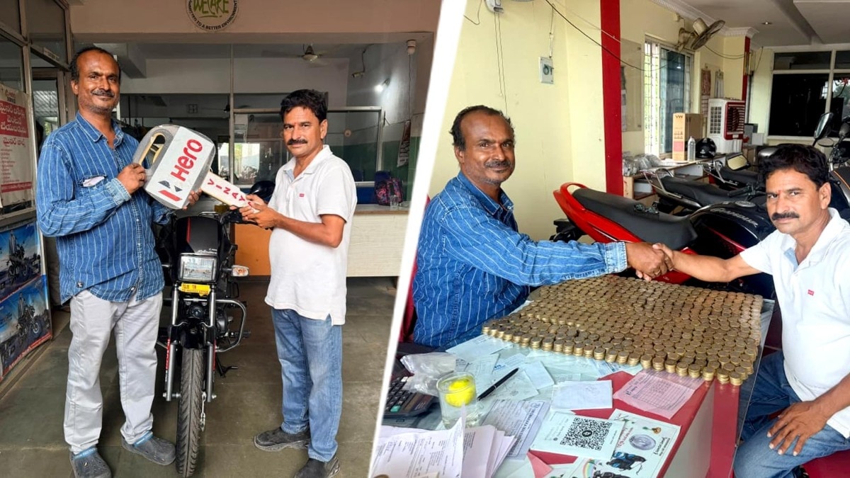 Telangana Man Buys ₹1.10 Lakh Bike Using Only ₹10 Coins