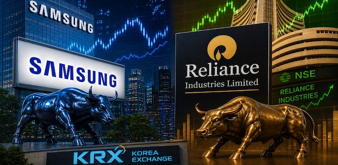 Samsung Electronics & Reliance Industries: While Samsung Electronics shares nearly doubled in 2026, RIL shares are down 18% during the period. Pic source: (AI image for representational purposes) Samsung Electronics & Reliance Industries: While Samsung Electronics shares nearly doubled in 2026, RIL shares are down 18% during the period. Pic source: (AI image for representational purposes)