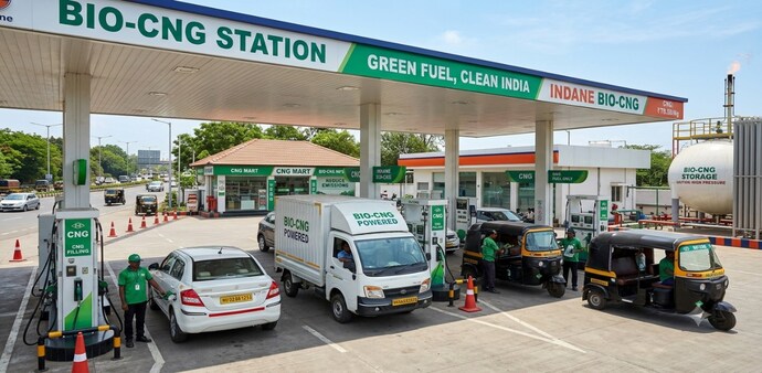 The station sells biological compressed natural gas made from methane extracted from cattle waste The station sells biological compressed natural gas made from methane extracted from cattle waste