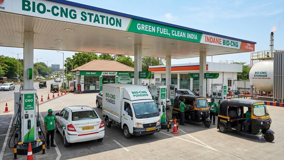 The station sells biological compressed natural gas made from methane extracted from cattle waste The station sells biological compressed natural gas made from methane extracted from cattle waste