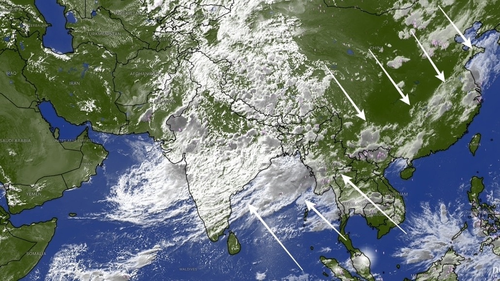 Heavy monsoon spell ahead? 7,000-10,000 km-long cloud band stretches from India to South Korea