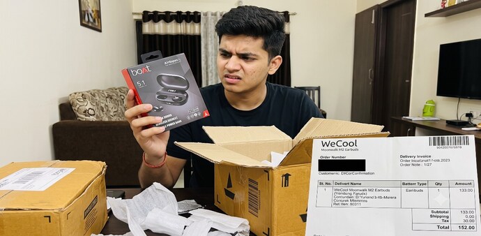 A guy orders a earbuds of WeCool, insted received BoAt earbuds A guy orders a earbuds of WeCool, insted received BoAt earbuds