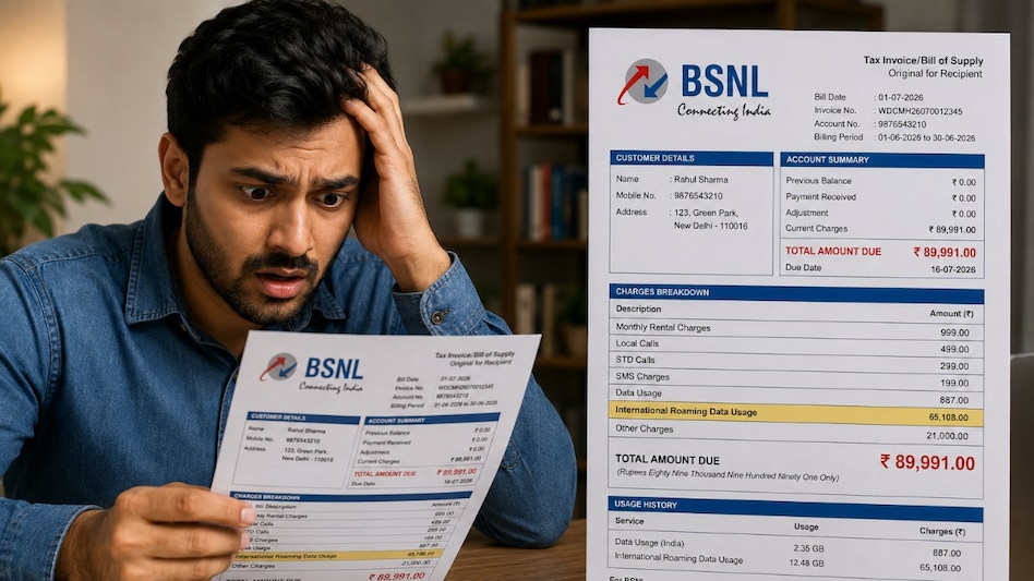 BSNL subscriber, received a mobile bill of ₹89,991, which included ₹65,108 towards international roaming data charges BSNL subscriber, received a mobile bill of ₹89,991, which included ₹65,108 towards international roaming data charges