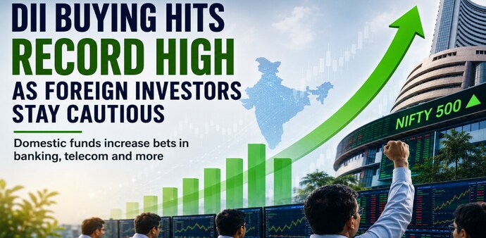DII ownership in Nifty 500 firms rose to a record 21%, marking the ninth consecutive quarter of increases. DII ownership in Nifty 500 firms rose to a record 21%, marking the ninth consecutive quarter of increases.