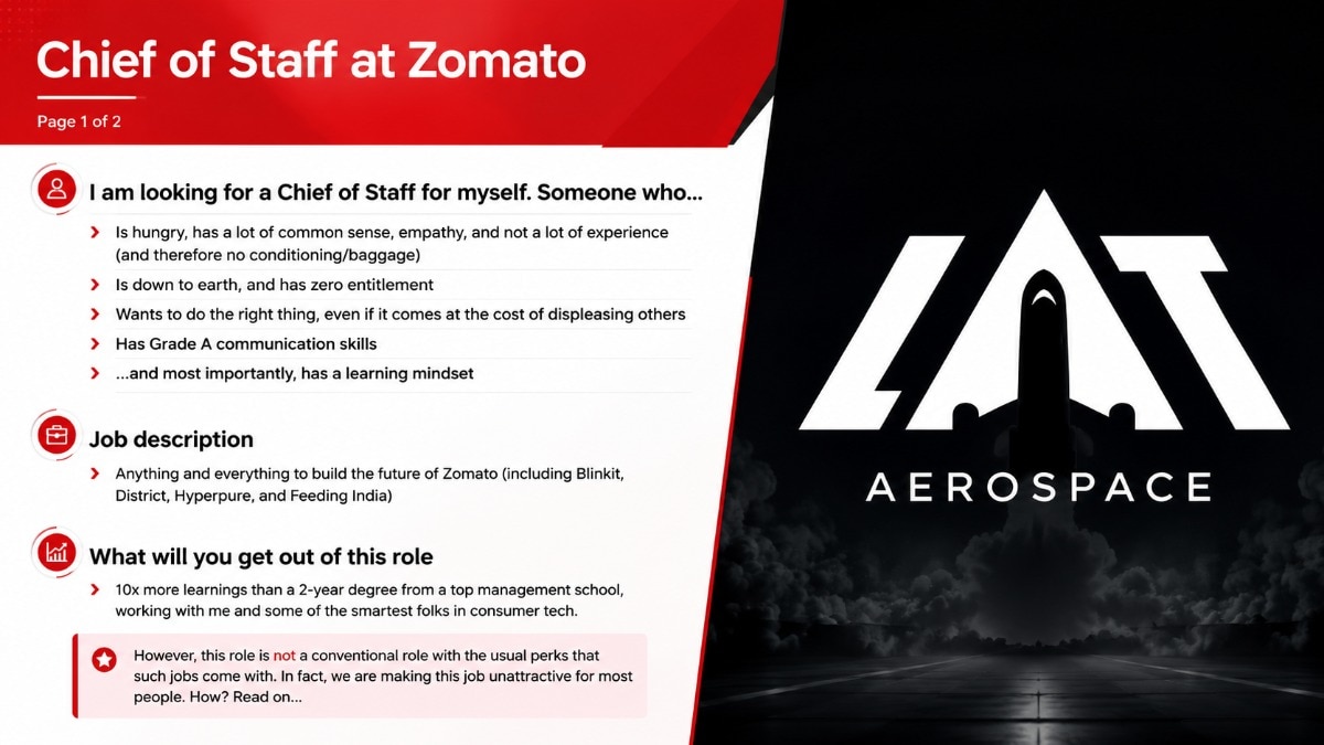Entrepreneur Harshit Mulchandani details career shift after applying to Zomato Chief Of Staff post