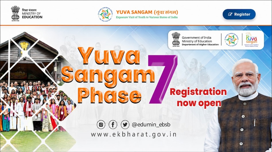 Ministry of Education has opened online registrations for Yuva Sangam Phase VII Ministry of Education has opened online registrations for Yuva Sangam Phase VII