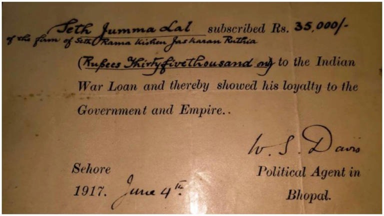 Rs 35,000 loan to British Empire in 1917: MP family gets response from UK debt office after 109 years