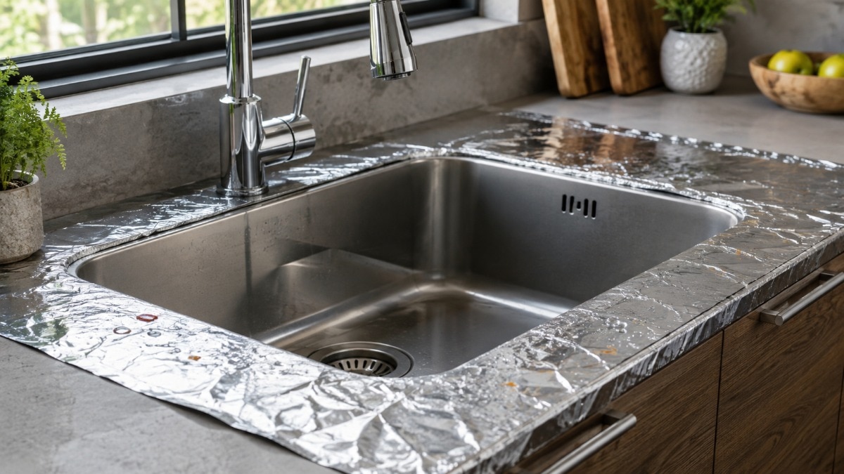 Aluminium foil creates a temporary protective layer against water, food particles and small spills.