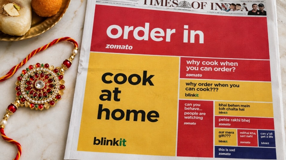 Zomato and Blinkit turn their cheeky ad exchange into a hilarious sibling-style Rakhi banter.