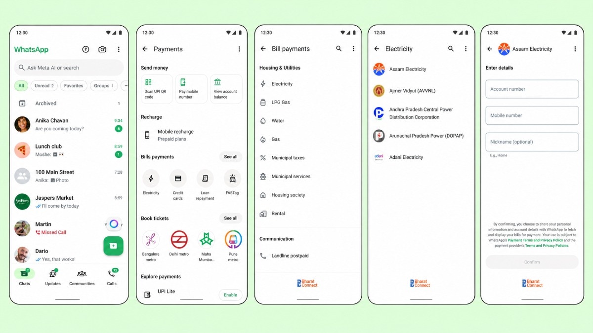 WhatsApp brings household bill payments to its app with support for UPI and cards.