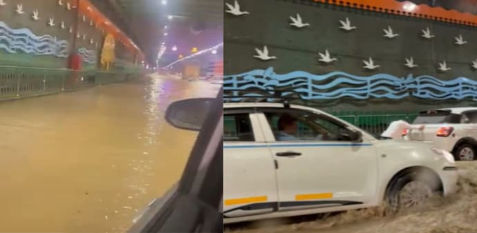 Netizens shared videos of the waterlogged expressway tunnel and expressed their ire. Netizens shared videos of the waterlogged expressway tunnel and expressed their ire.