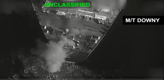 Following failed Iranian attacks, CENTCOM permanently disabled IRGC crude carriers M/T Downy off Kharg Island and M/T Stark 1 near Jask. Following failed Iranian attacks, CENTCOM permanently disabled IRGC crude carriers M/T Downy off Kharg Island and M/T Stark 1 near Jask.
