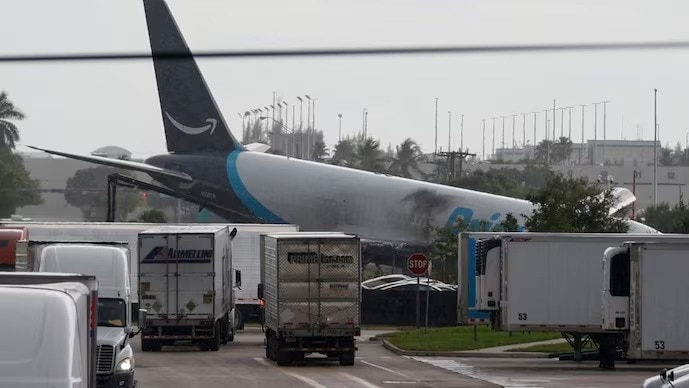 Amazon Prime Air cargo flight overran a runway at Miami International Airport on Sunday. (Photo: Reuters)