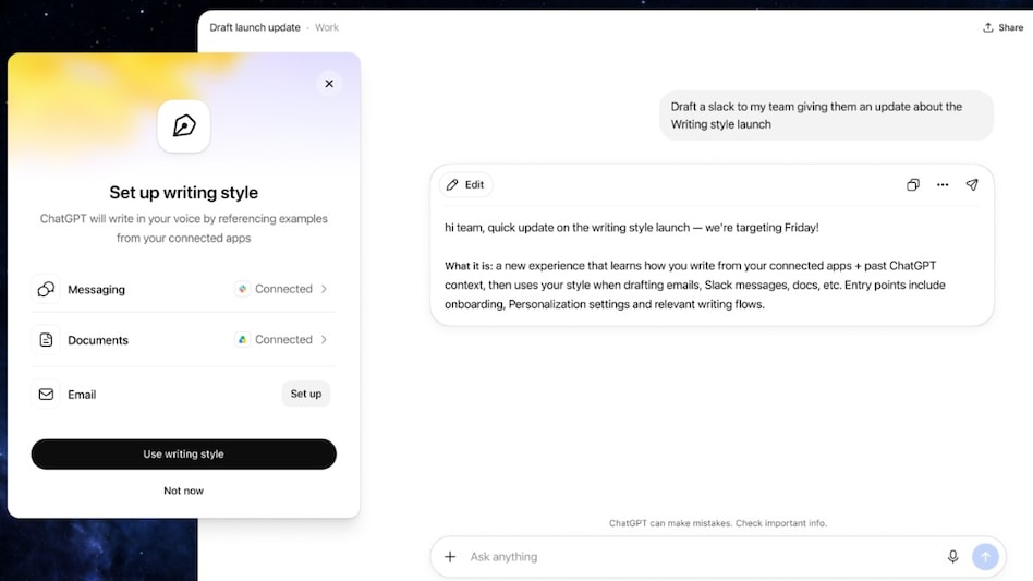 ChatGPT's New Feature: Personalize Your Writing Style Like Never Before