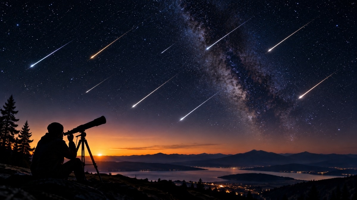 The Orionid meteor shower will be active from early October into November, reaching its peak around 21 October. (AI generated image)