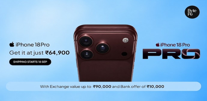 BytePe offers the iPhone 18 Pro at Rs 64,900. BytePe offers the iPhone 18 Pro at Rs 64,900.