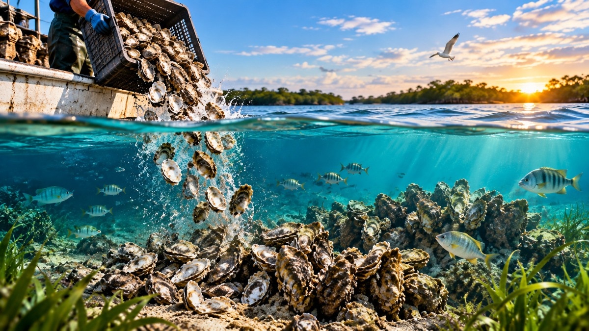 The restoration effort relied on a simple idea, put hard shell material back into waterways where oyster reefs had disappeared.