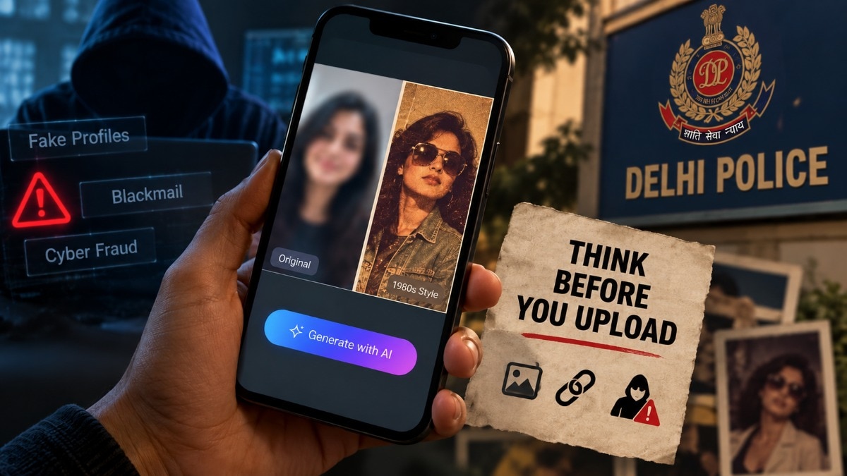 Delhi Police warns users to be careful while uploading photos to AI image tools.