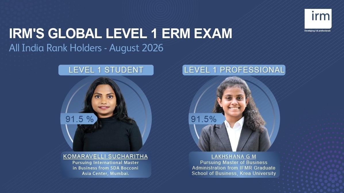 IRM’s Global Level 1 Enterprise Risk Management (ERM) course is evaluated by the AICTE