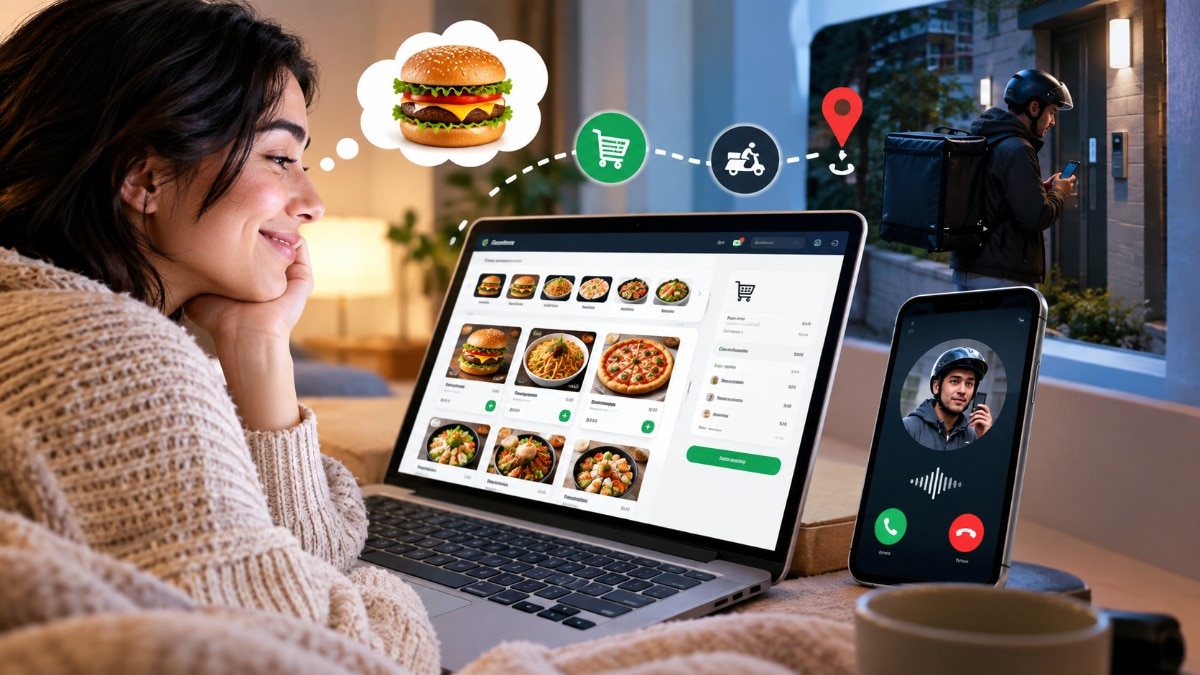 The website can then create a fictional delivery experience, including a call from a rider claiming to be outside the user's building but unable to find the street or door. (AI generated image)