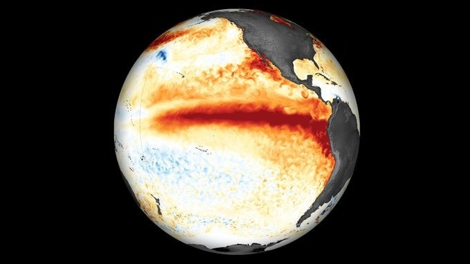 A powerful El Niño event developing across the Pacific Ocean has already broken a sea-surface temperature record
