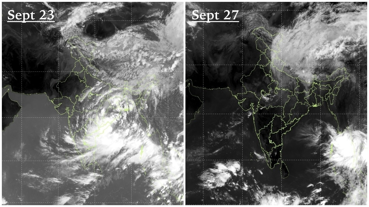 The Western Disturbance swept across northern India on Friday and Saturday, changing the distribution of clouds over the region.