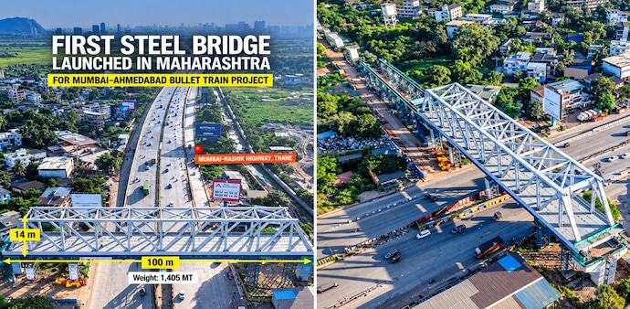 100-Metre, 1,405-Tonne Bridge Launched in Thane 100-Metre, 1,405-Tonne Bridge Launched in Thane