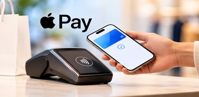For in-store payments, users can double-click the side button on an iPhone, authenticate using Face ID, Touch ID or their device passcode, and hold the device near a contactless payment terminal. For in-store payments, users can double-click the side button on an iPhone, authenticate using Face ID, Touch ID or their device passcode, and hold the device near a contactless payment terminal.
