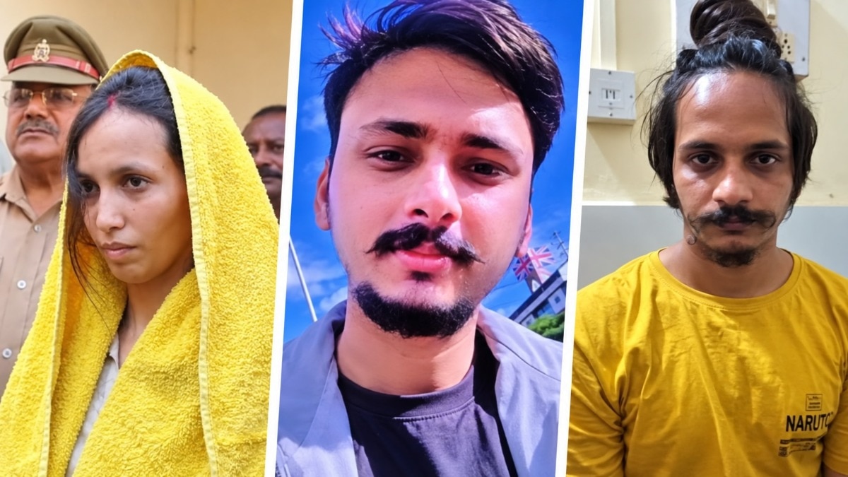 Muskan (left) killed her husband (centre) with the help of her lover Sahil (right) in March 2025.