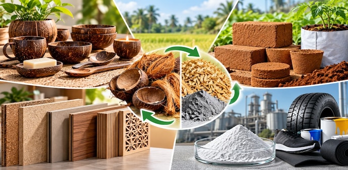 The startup sources shells from local coconut oil mills and temples. (AI generated image) The startup sources shells from local coconut oil mills and temples. (AI generated image)
