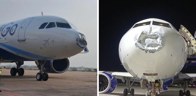 Lightning hits IndiGo plane Lightning hits IndiGo plane