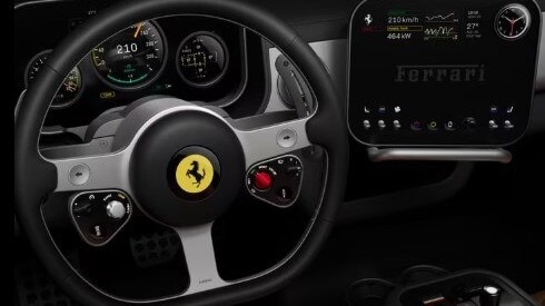 The Luce uses an 800-volt electrical architecture and a 122-kWh battery pack developed in-house at Maranello.