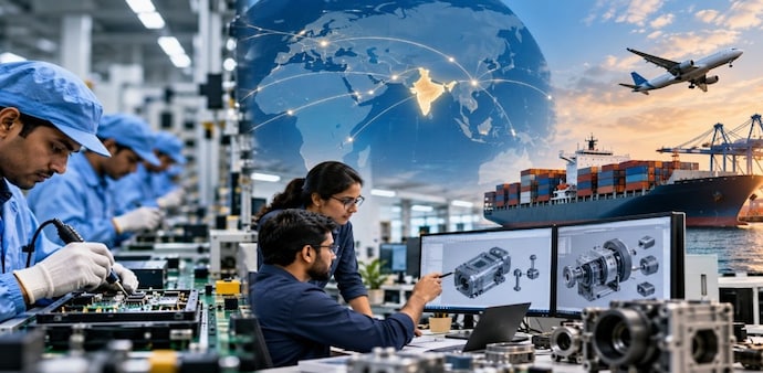 India's electronics manufacturing grew from ₹1.9 lakh crore in FY15 to around ₹12 lakh crore in FY25, while the auto components industry reached ₹6.73 lakh crore. India's electronics manufacturing grew from ₹1.9 lakh crore in FY15 to around ₹12 lakh crore in FY25, while the auto components industry reached ₹6.73 lakh crore.
