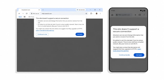 Google Chrome will ask you before connecting to insecure HTTP websites to improve browsing safety. Google Chrome will ask you before connecting to insecure HTTP websites to improve browsing safety.