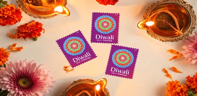 This is the second time the USPS has released a postage stamp to mark Diwali This is the second time the USPS has released a postage stamp to mark Diwali