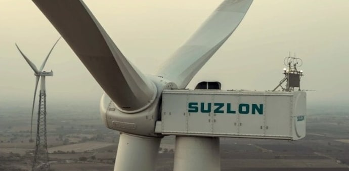 Suzlon Energy shares fell 1.7 per cent on Monday to Rs 36.77, while its market capitalisation hovered around Rs 50,000 crore. Suzlon Energy shares fell 1.7 per cent on Monday to Rs 36.77, while its market capitalisation hovered around Rs 50,000 crore.