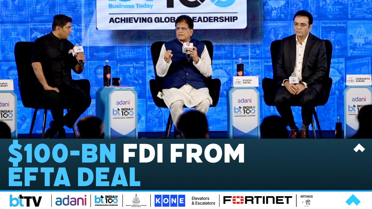 EFTA FTA: $100B Investment & 10 Lakh Jobs Coming To India | Piyush Goyal | BT India@100
