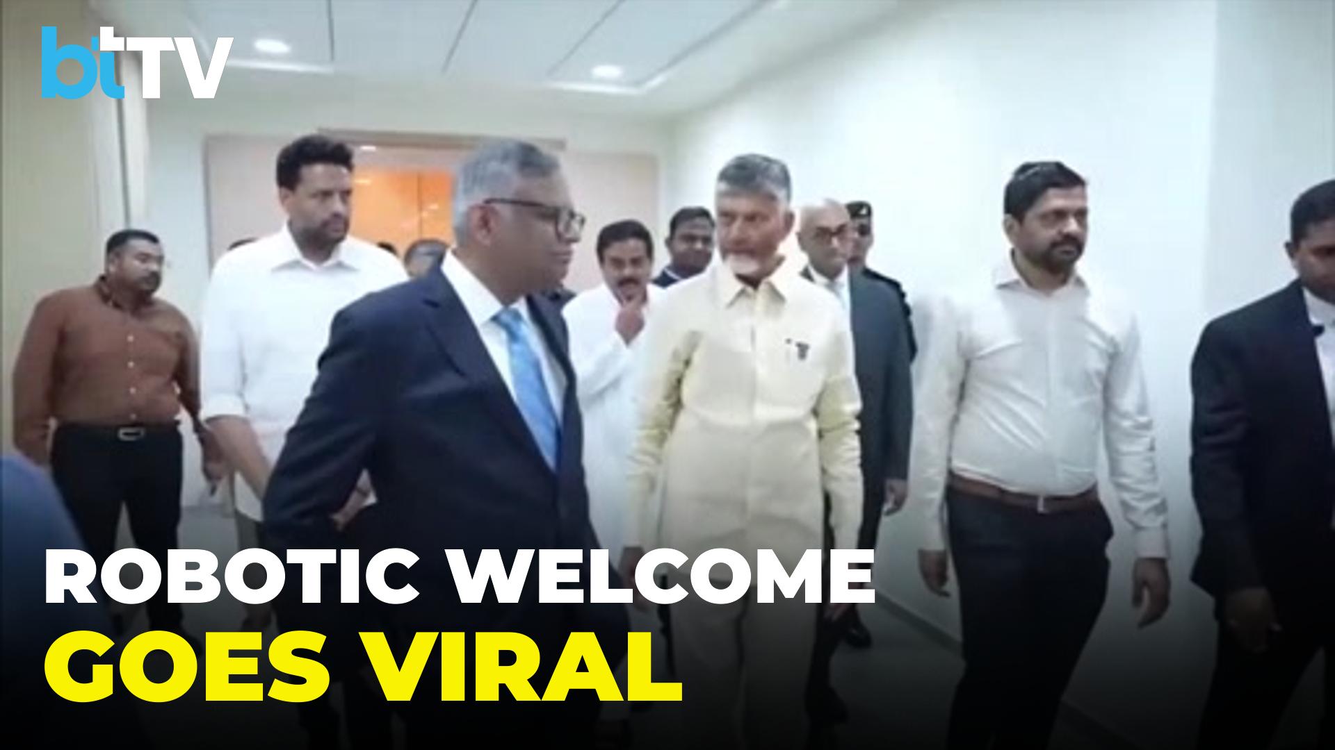 Viral robotic welcome as CM Chandrababu Naidu inau