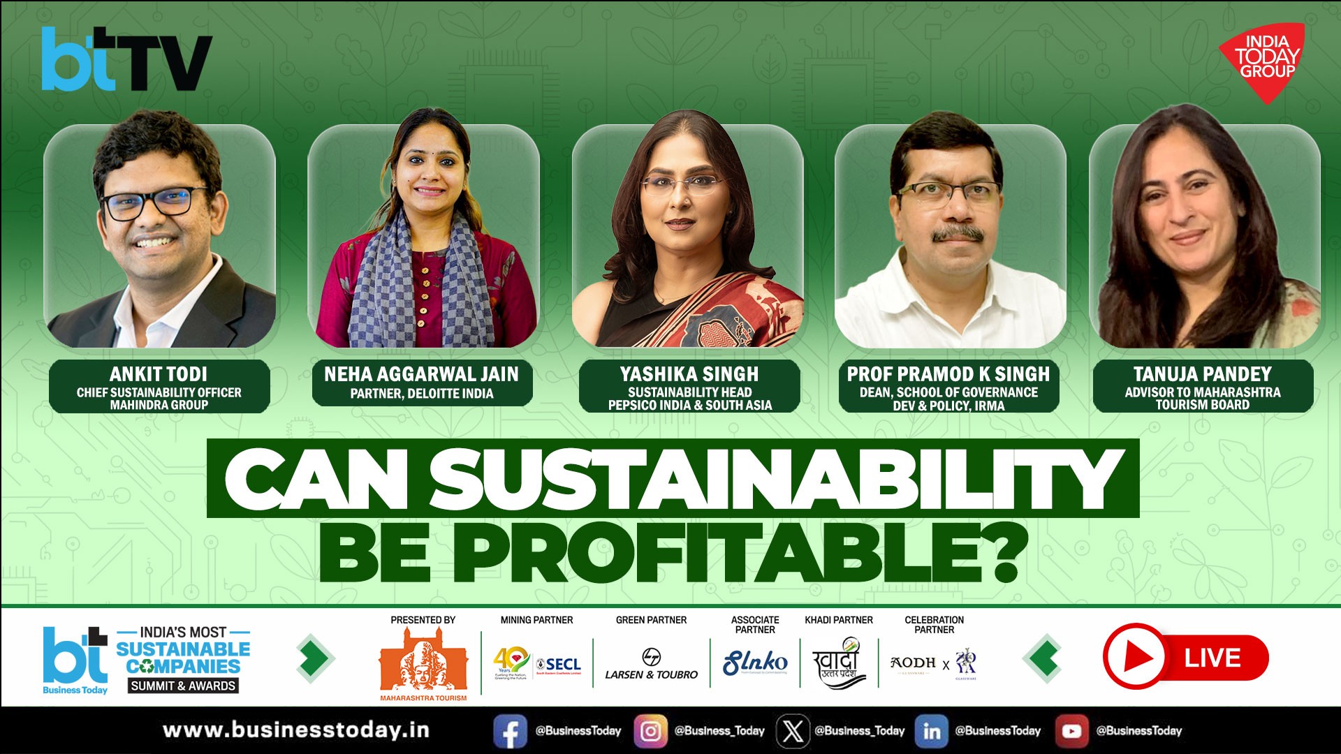 #BTSustainabilityAwards LIVE: ESG Over Profits? Redefining Business For Long -Term Value